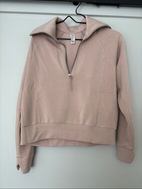 SPANX Half-Zip Pullover Hoodie in Dusty Pink